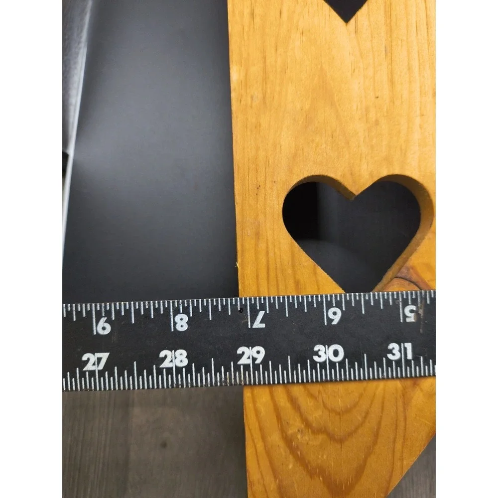 Vintage 1980-90s Country Wood Wall Shelf Heart Cutout Cabinet With Pegs 16